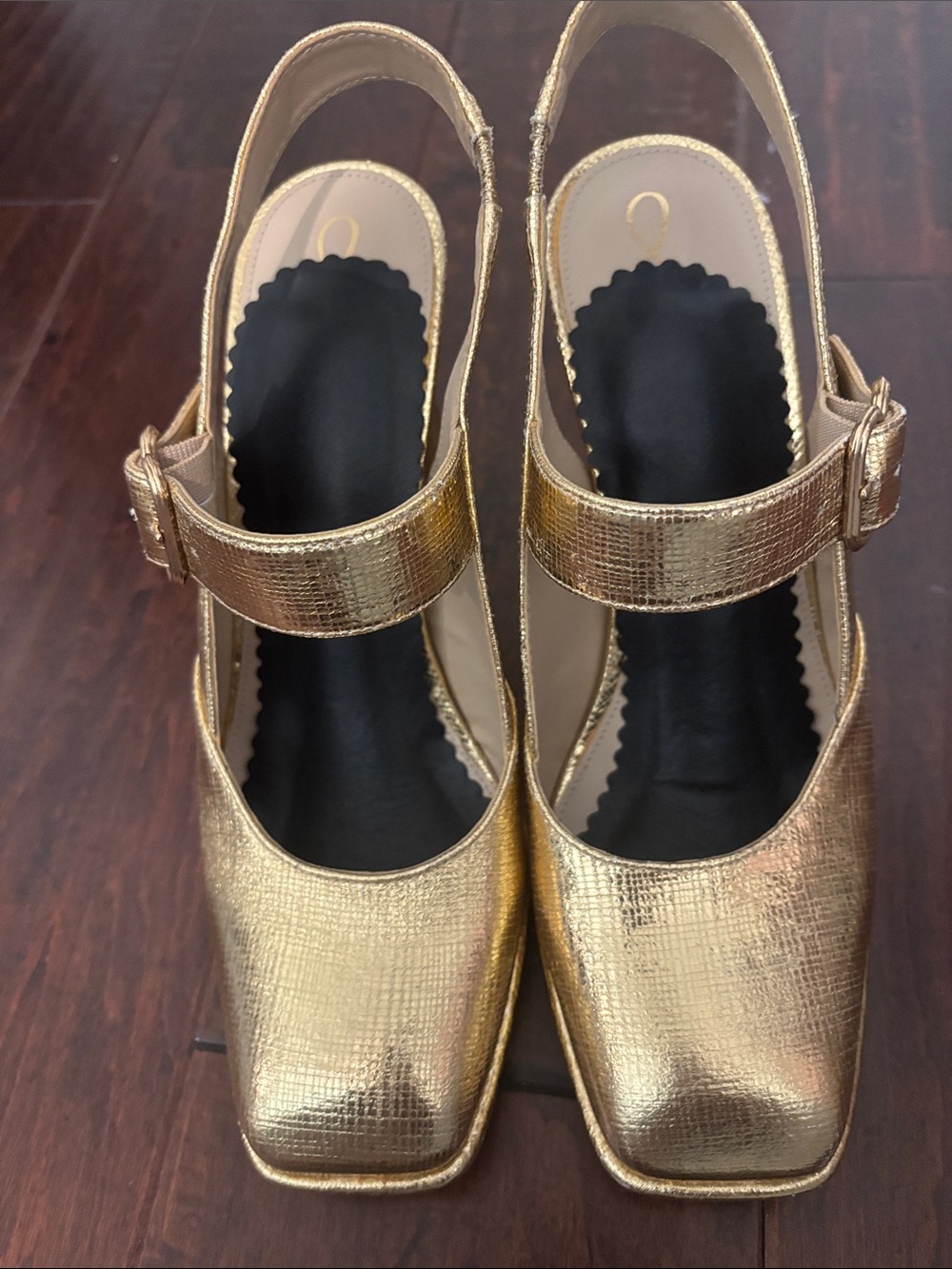 Sam Edelman Gold Metallic Mary Jane Block Heel - Picture 4 of 6